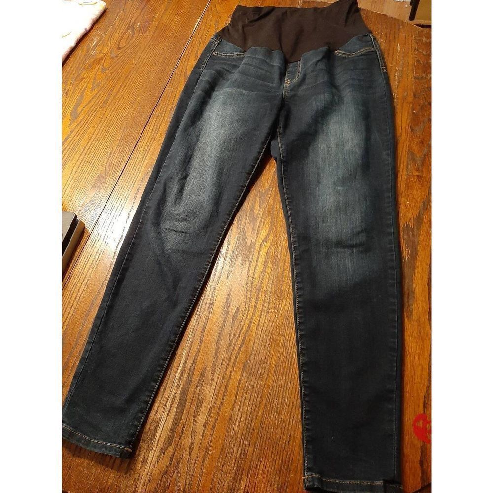 XL Maternity C Pink Over Bump Denim Blue Jean Casual Pants Jeggings Distressed